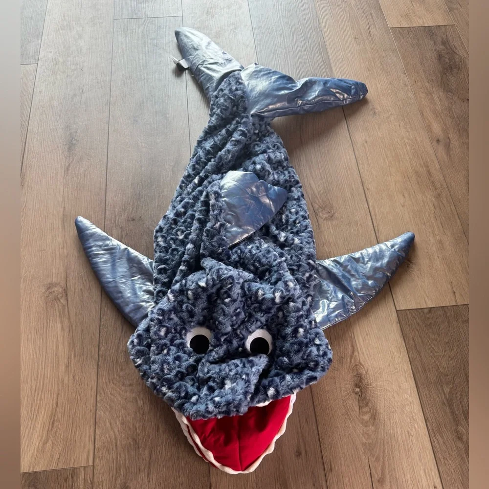 Isaac Mizrahi Kids Shark Sleeping Bag- Blue and Red - Picture 1 of 6